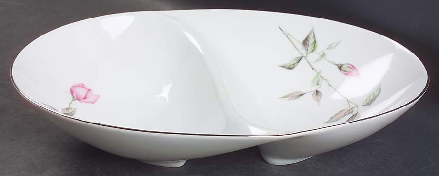Dawn Rose 11" Oval Divided Vegetable Bowl by Sango-1