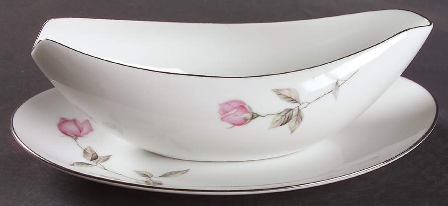 Dawn Rose Gravy Boat & Underplate/Relish by Sango-1