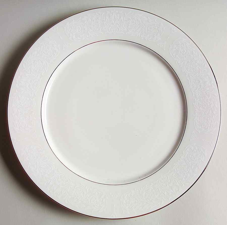 White On White Dinner Plate by Sango-1