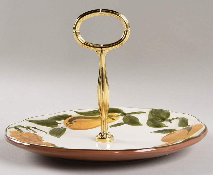 Sculptured Fruit Round Serving Plate with Handle (SP) by Stangl-1