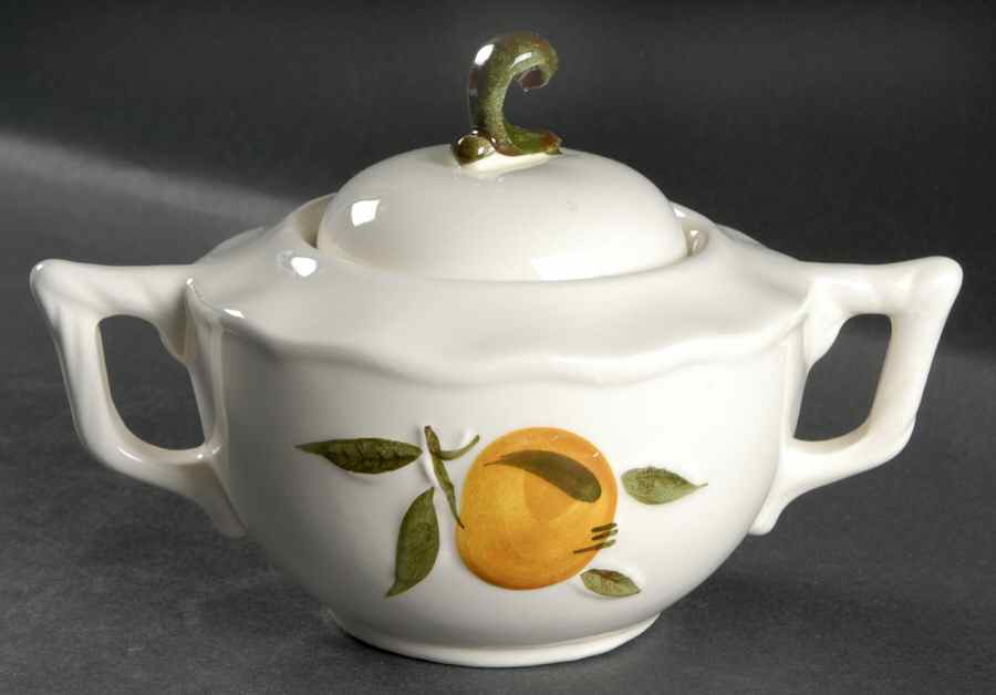 Sculptured Fruit Sugar Bowl & Lid by Stangl-1