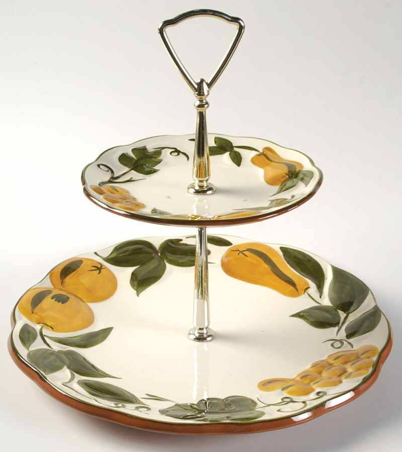 Sculptured Fruit 2 Tiered Serving Tray (Dinner&Bread/Butter Plate) by Stangl-1