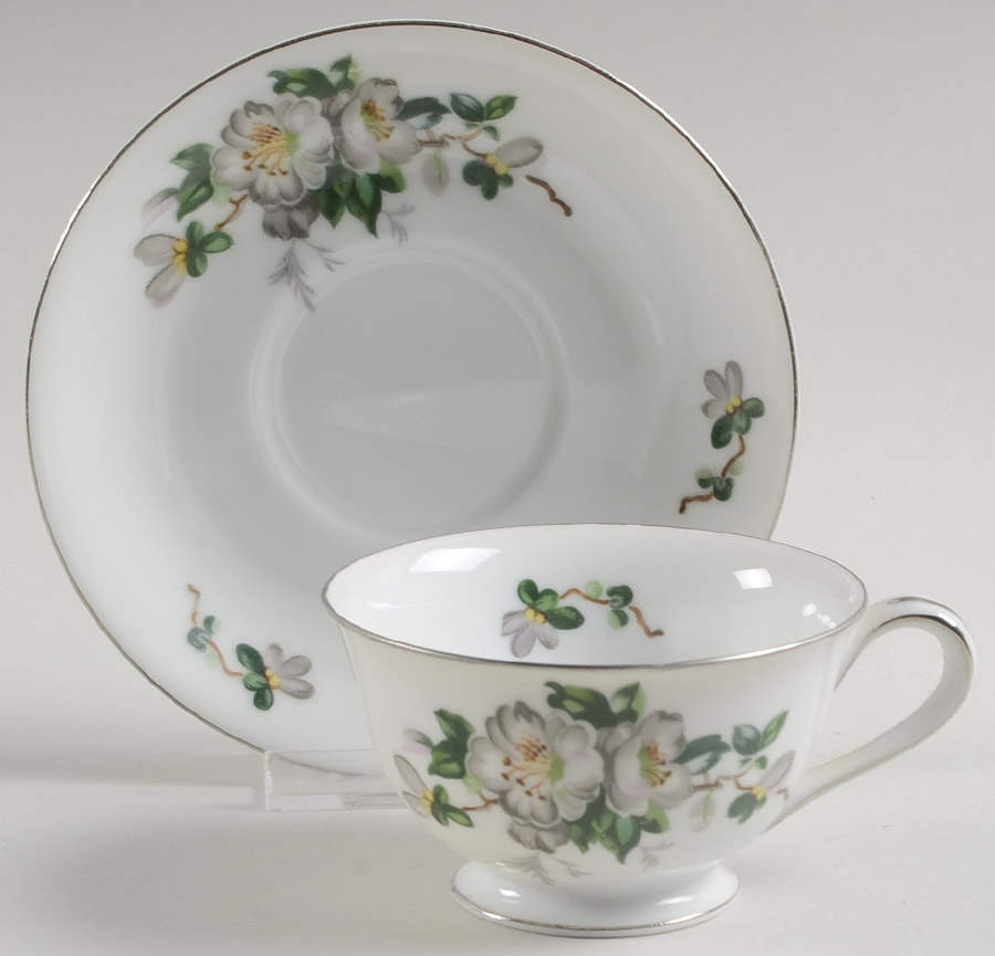SLV1 Footed Cup & Saucer Set by Silvern China (Japan)-1