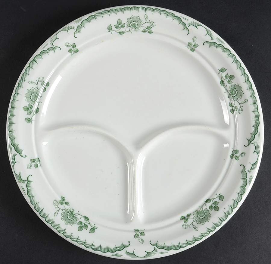 Chardon Rose Green Grill Plate by Shenango-1