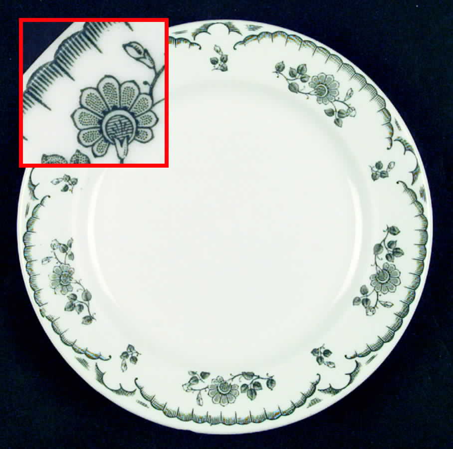 Chardon Rose Green Luncheon Plate by Shenango-1