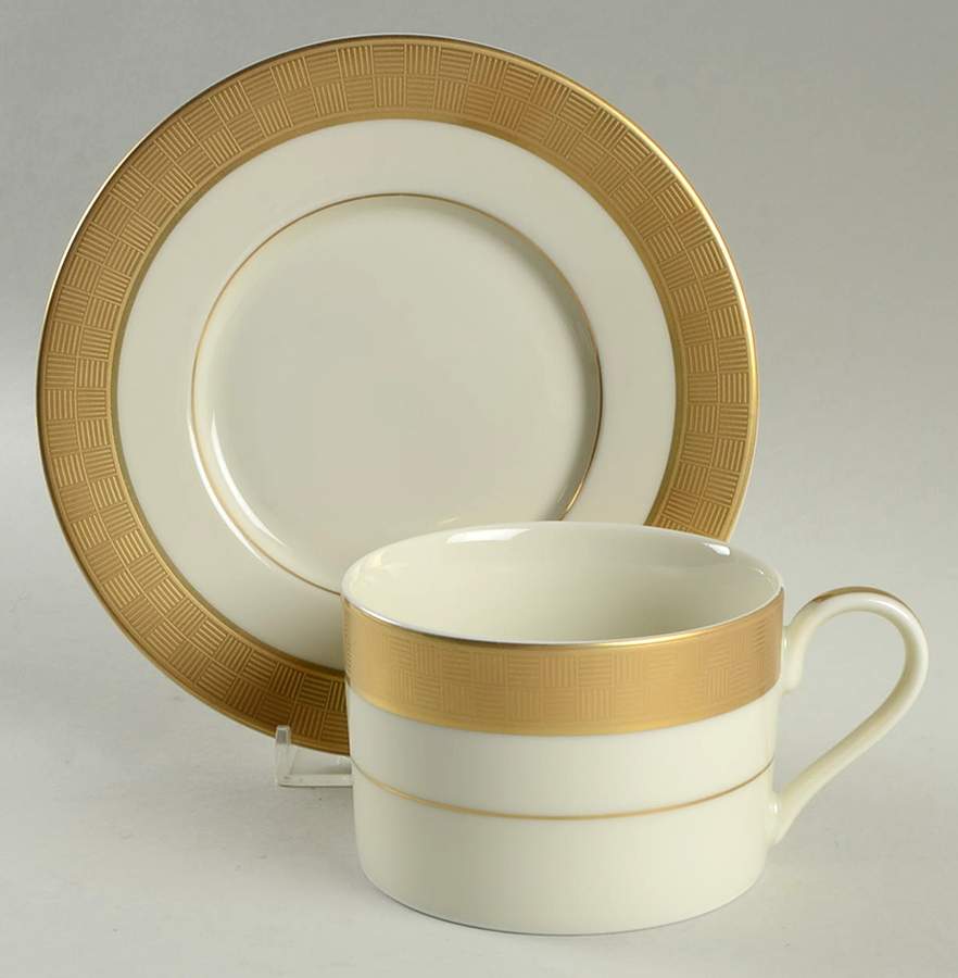 Metropolitan Gold Flat Cup & Saucer Set by Sango-1