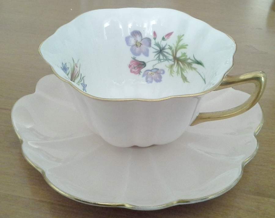 Stratford Wildflowers Flat Cup & Saucer Set by Shelley-1