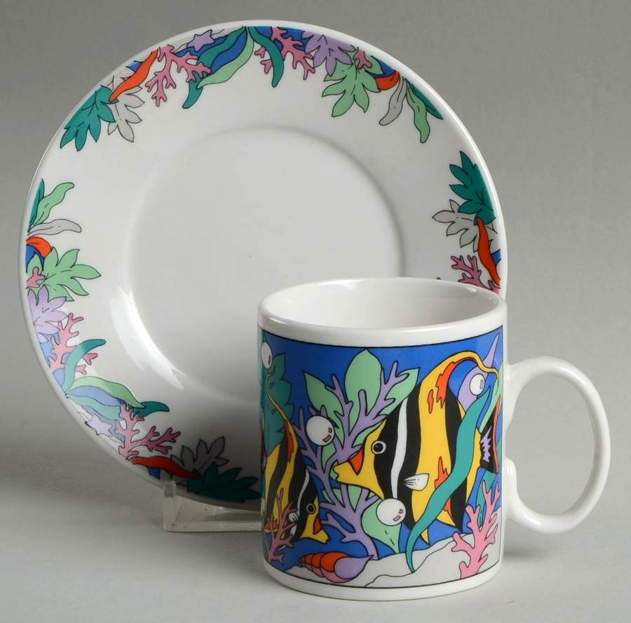 Deep Sea Flat Demitasse Cup & Saucer Set by Studio Nova-1