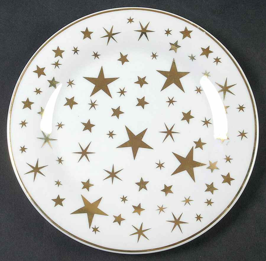 Classic Gold Stars Dessert/Pie Plate by Sakura-1