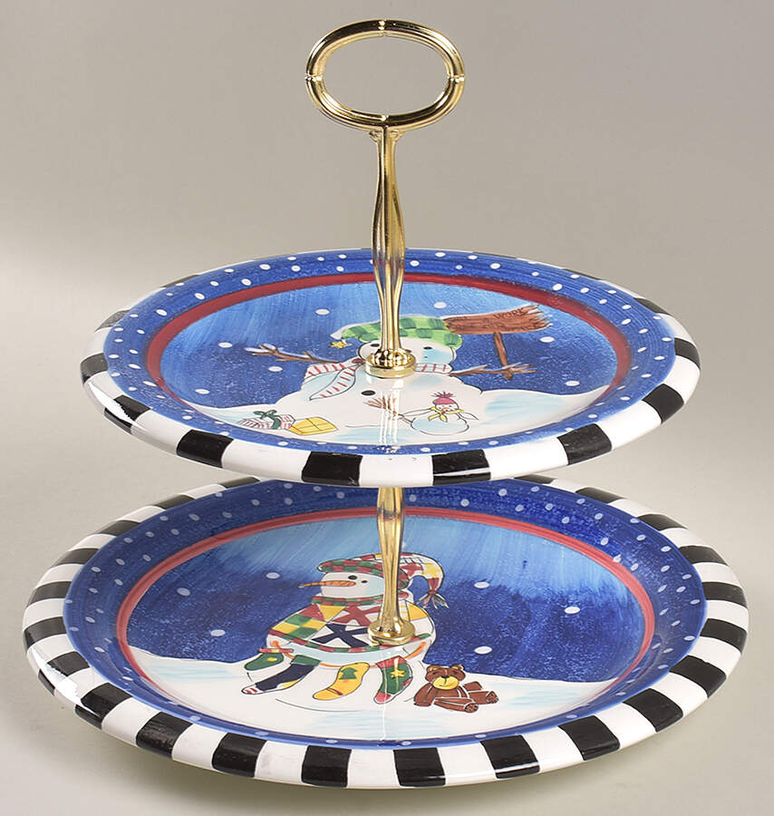 Winter 6 5/8"-10"  2 Tiered Serving Tray (Dp, Sp) HC by Sakura-1