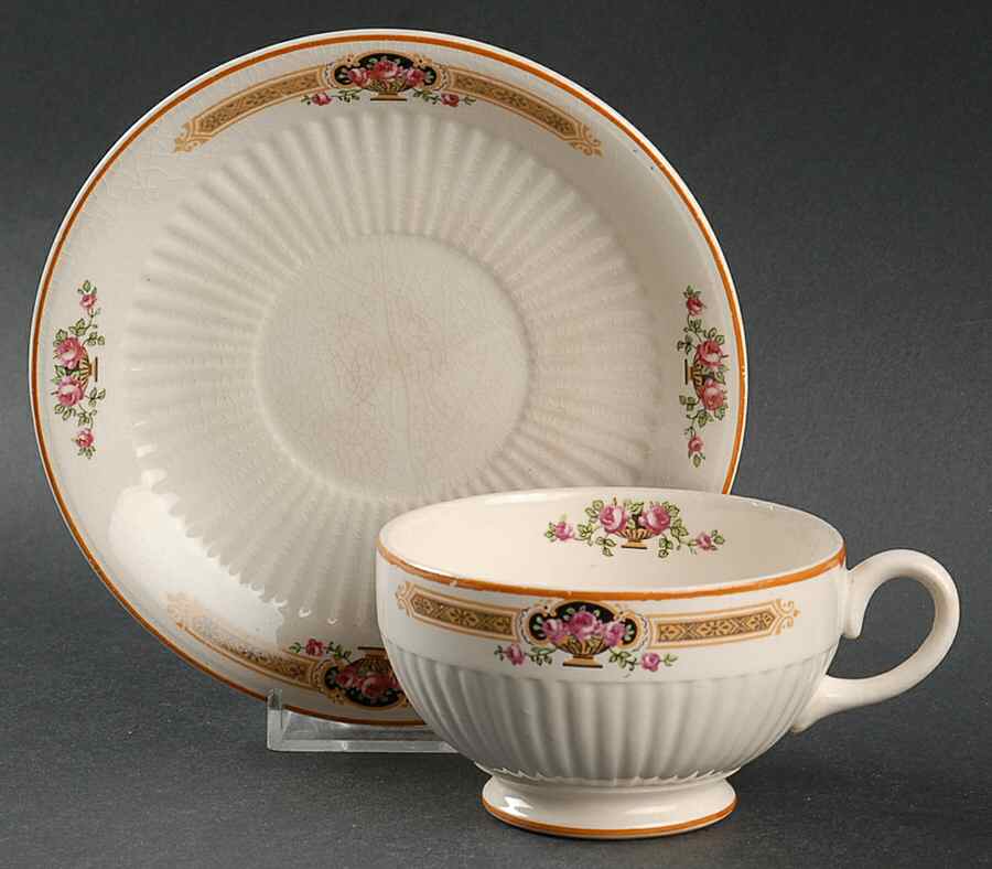 SEB40 Footed Cup & Saucer Set by Sebring Pottery-1