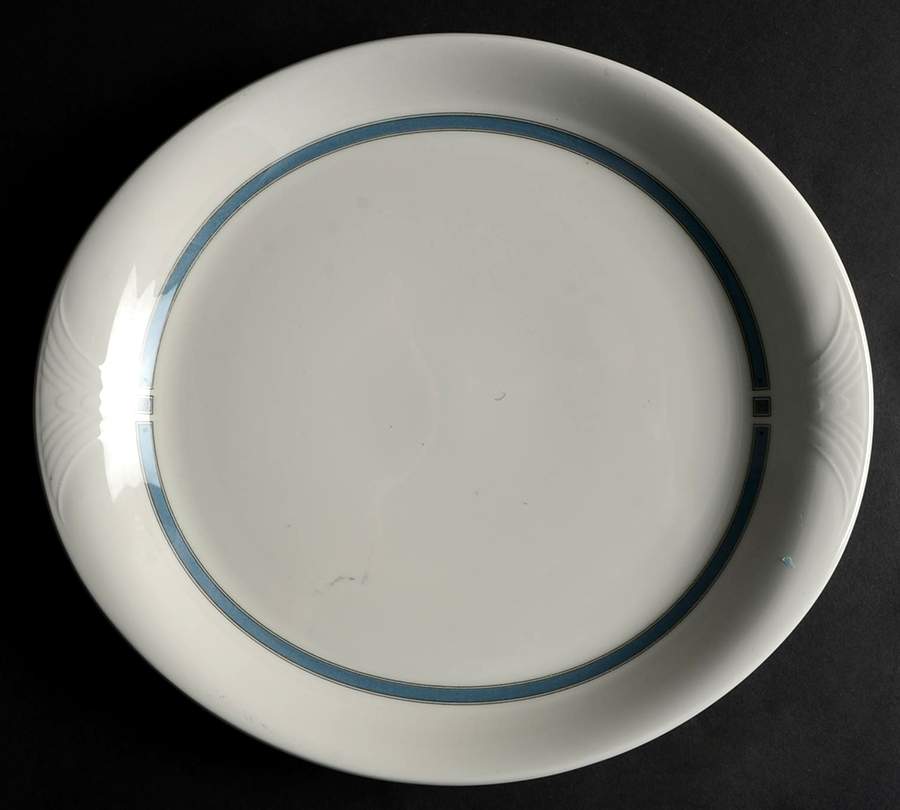 Berkshire (Blue Design) 12" Oval Serving Platter by Syracuse-1