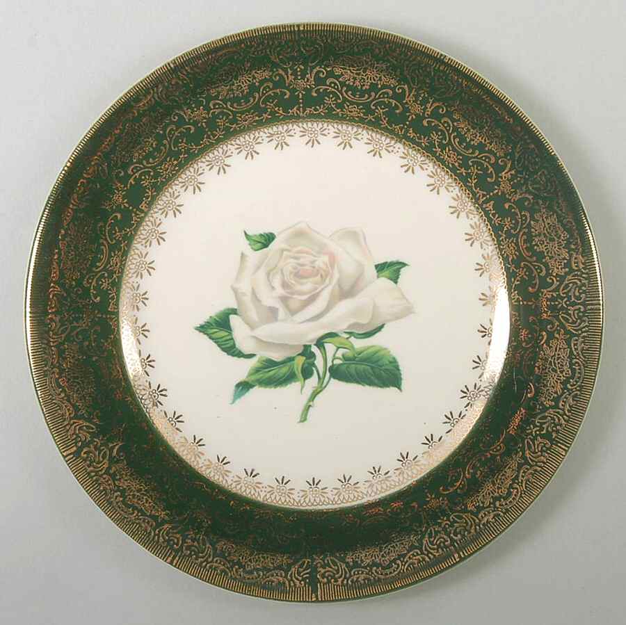 SLM429 (Green Rim) Bread & Butter Plate by Salem-1