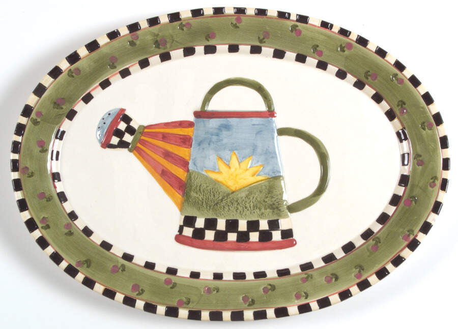 Watering Cans 14" Sculpted Platter by Sakura-1