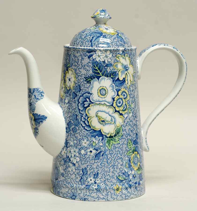 Blue Chintz Coffee Pot & Lid by Spode-1
