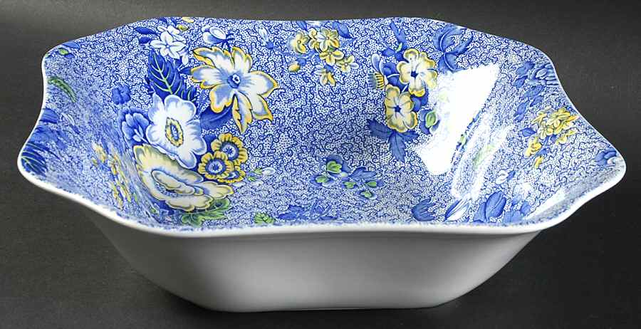 Blue Chintz 9" Square Vegetable Bowl by Spode-1