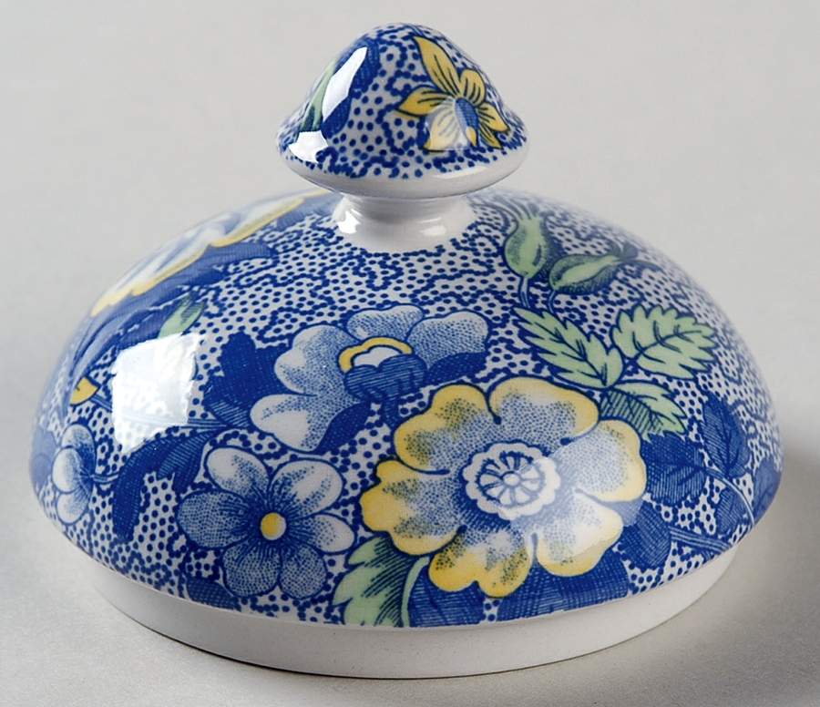 Blue Chintz Lid for Sugar Bowl by Spode-1
