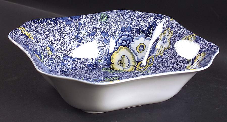 Blue Chintz Square Salad Serving Bowl by Spode-1