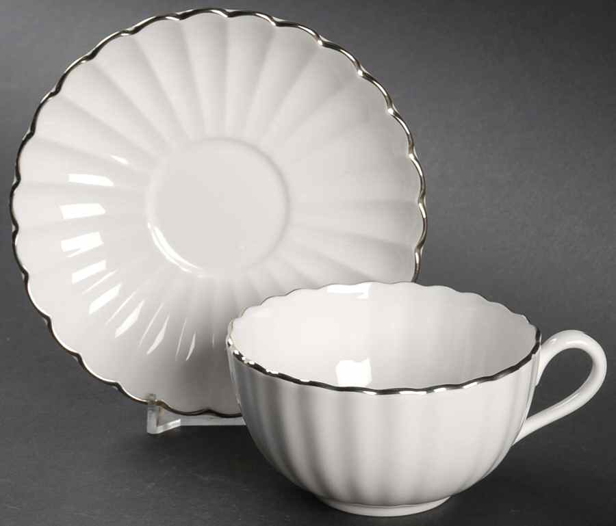 Chelsea Platinum Flat Cup & Saucer Set by Spode-1