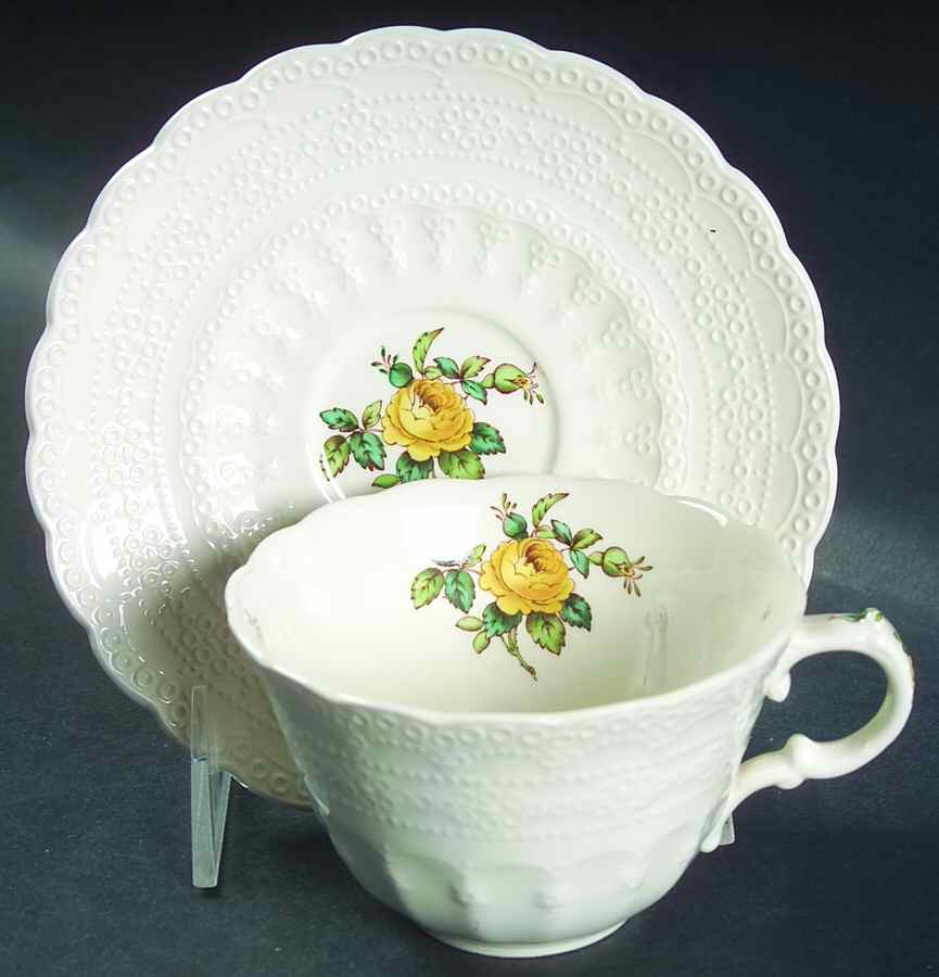 Billingsley Rose Yellow (Jewel) Flat Cup & Saucer Set by Spode-1