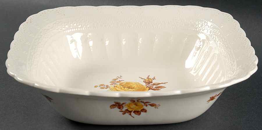 Billingsley Rose Yellow (Jewel) 9" Square Vegetable Bowl by Spode-1