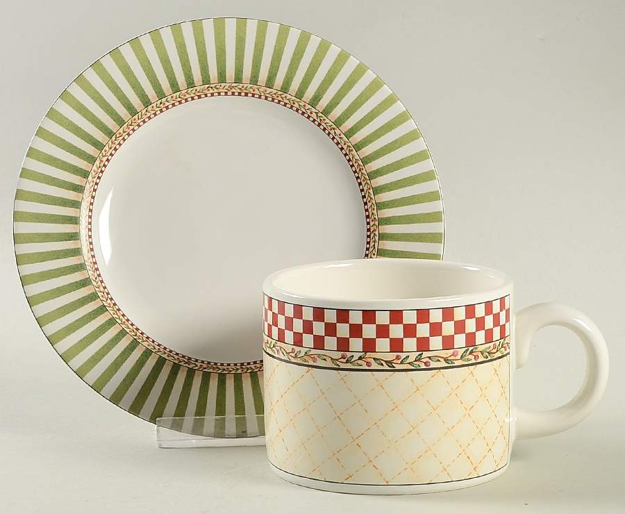Christmas Topiary Flat Cup & Saucer Set by Sakura-1