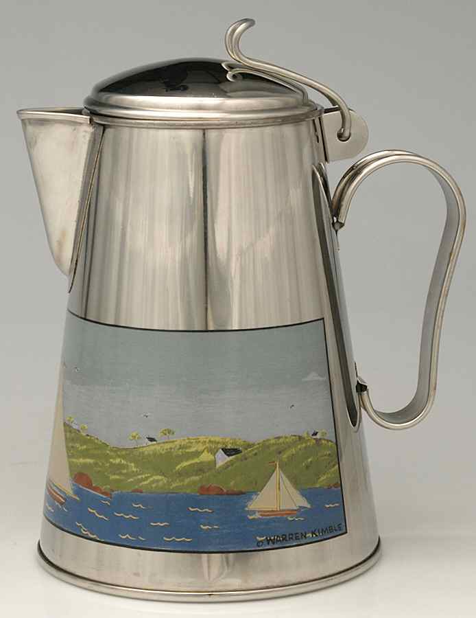 Coastal Breeze Metal Coffee Pot with Hinged Lid by Sakura-1