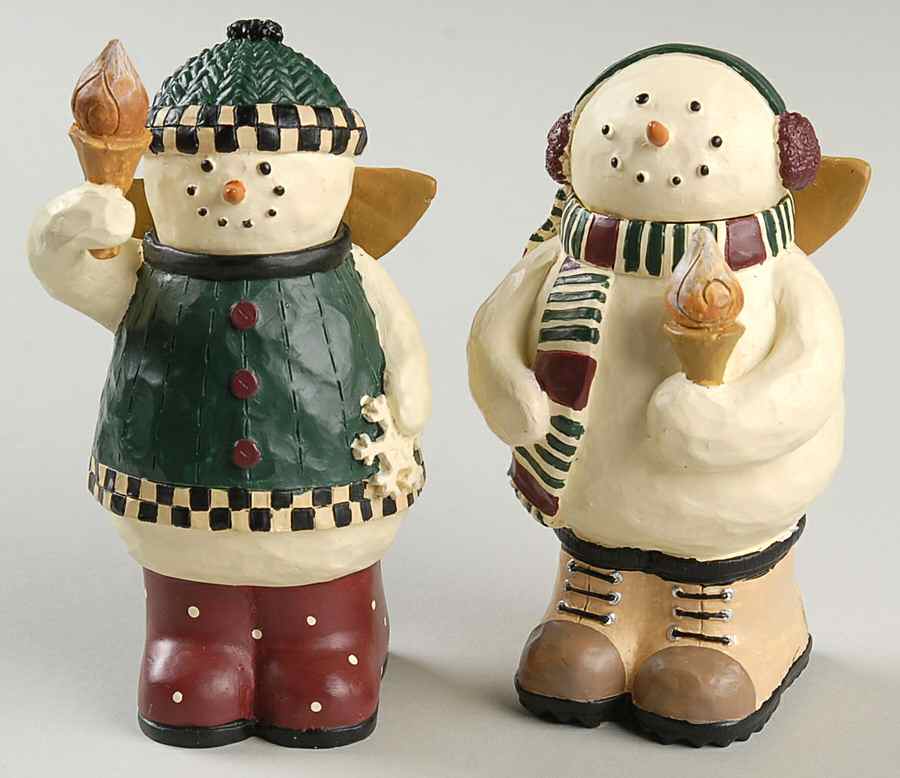 Snow Angel Village Figural Salt & Pepper Set with Lids by Sakura-1