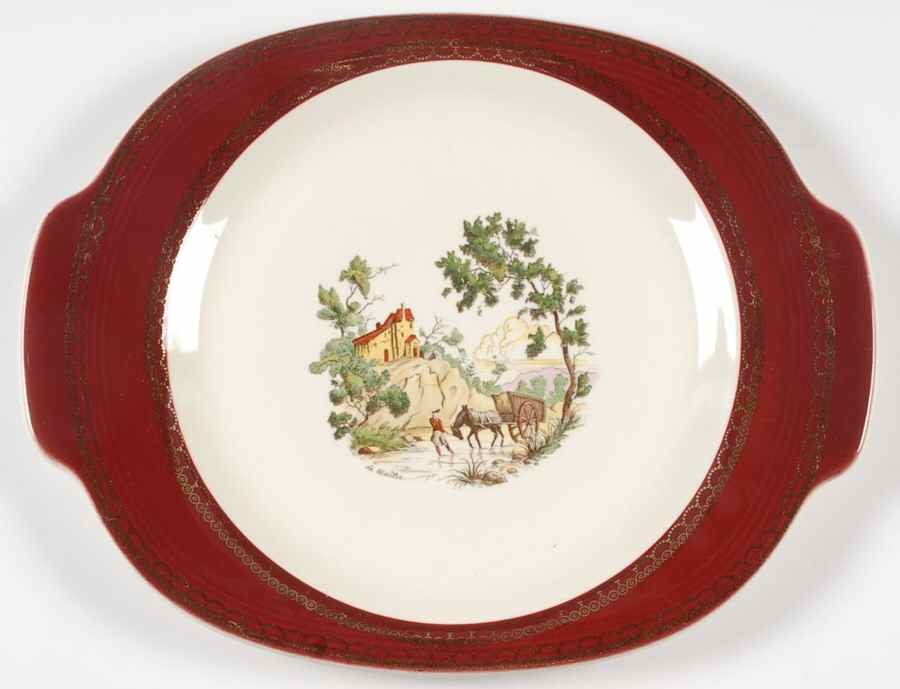 Chateau France Burgundy 13" Oval Serving Platter by Sebring Pottery-1