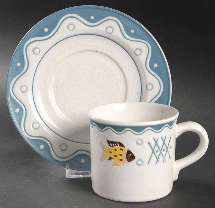 Seafest Flat Cup & Saucer Set by Studio Nova-1