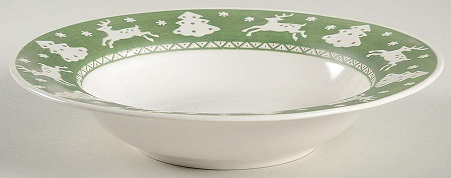 White Woods Large Rim Soup Bowl by Sango-1