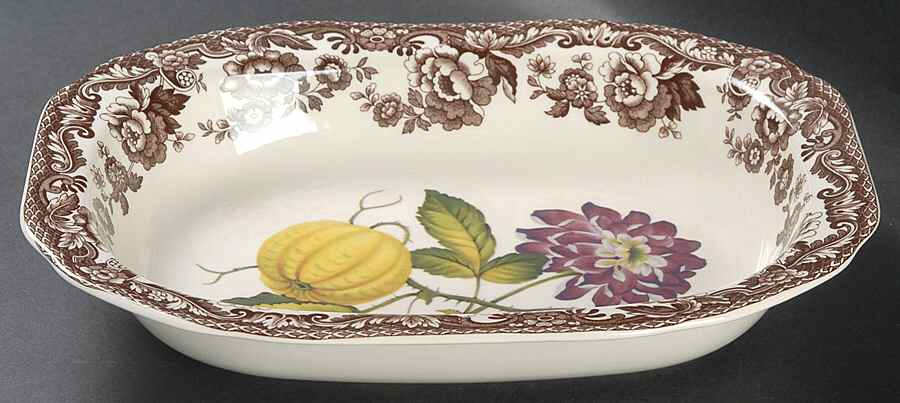 Woodland Garden 9" Oval Vegetable Bowl by Spode-1