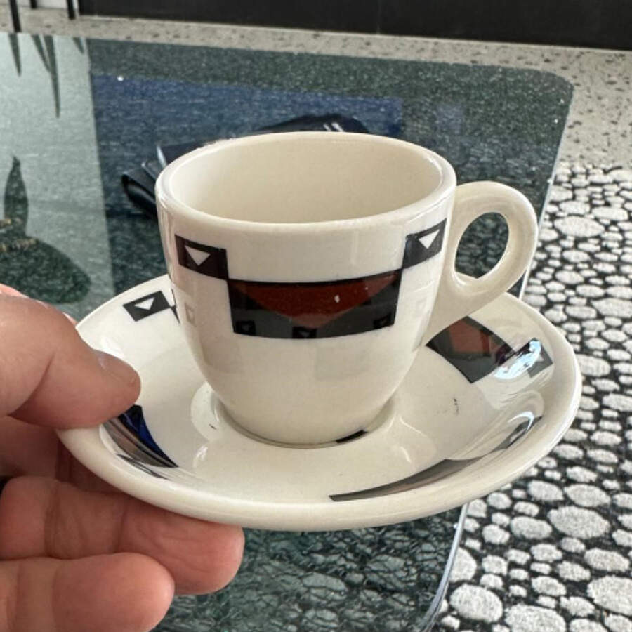 Ahwahnee Hotel Flat Demitasse Cup & Saucer Set by Sterling China (USA)-1