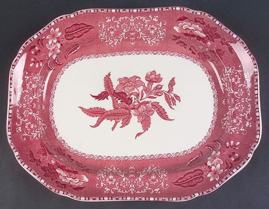 Camilla Red (Earthenware, Newer) 14" Oval Serving Platter by Spode-1