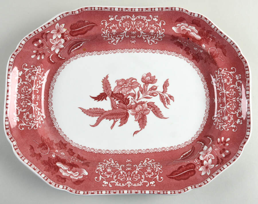 Camilla Red (Earthenware, Newer) 14" Oval Serving Platter by Spode-1
