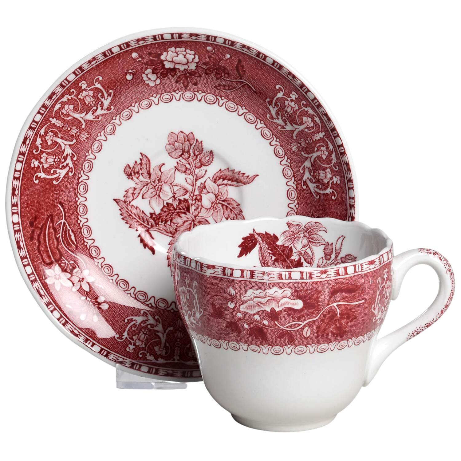 Camilla Red (Earthenware, Newer) Flat Cup & Saucer Set by Spode-1