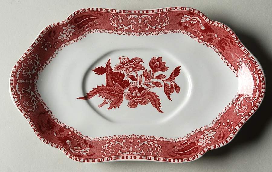 Camilla Red (Earthenware, Newer) Underplate for Gravy Boat by Spode-1