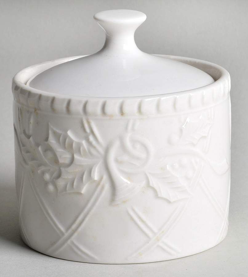White Christmas (All White) Sugar Bowl & Lid by Sango-1