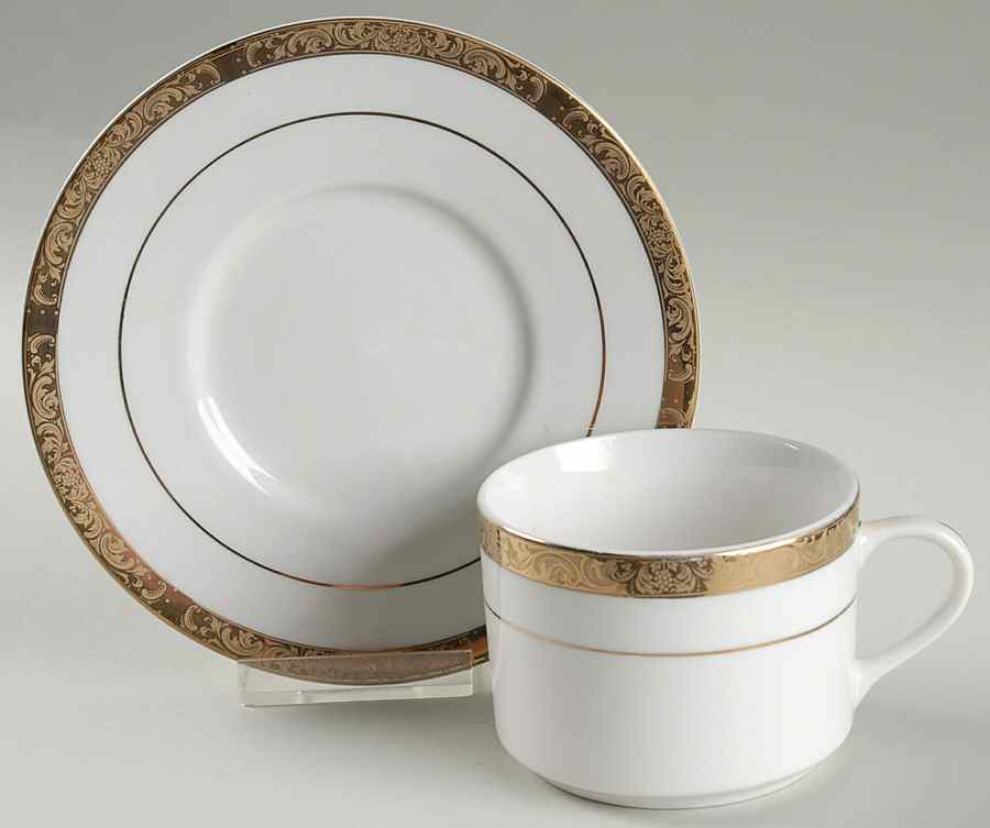 Empress Gold Flat Cup & Saucer Set by Sango-1