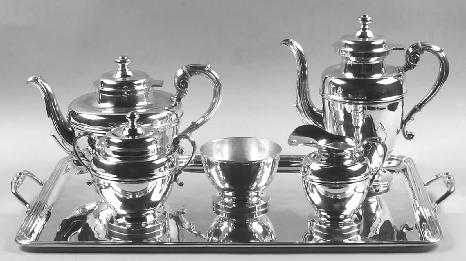 Sterling Hollowware 6 Piece Tea Set (SCP, STP, SCR, SSU, SWB, WTL) by Sanborns (Mexico)-1