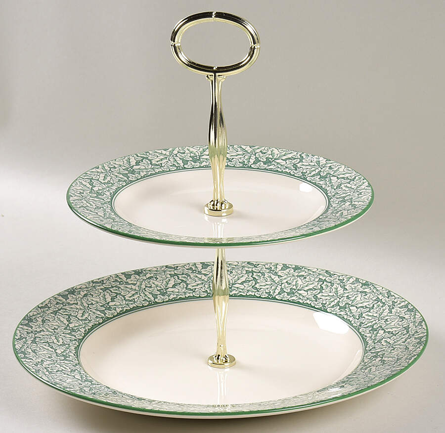 Holly Tree 6 5/8"-10"  2 Tiered Serving Tray (Dp, Sp) HC by Spode-1
