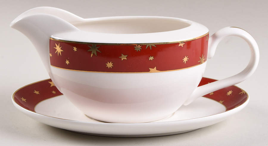 Galaxy Red Gravy Boat & Underplate by Sakura-1