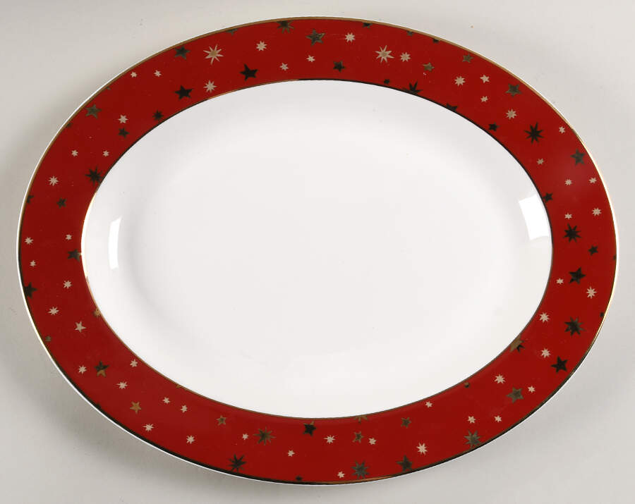 Galaxy Red 13" Oval Serving Platter by Sakura-1