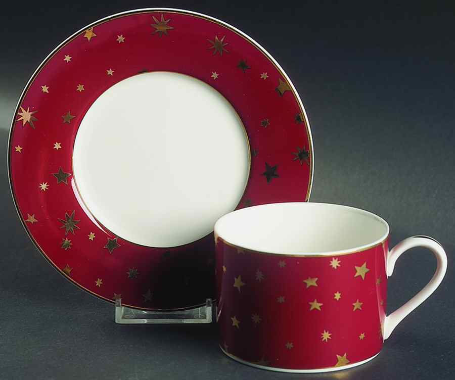 Galaxy Red Flat Cup & Saucer Set by Sakura-1