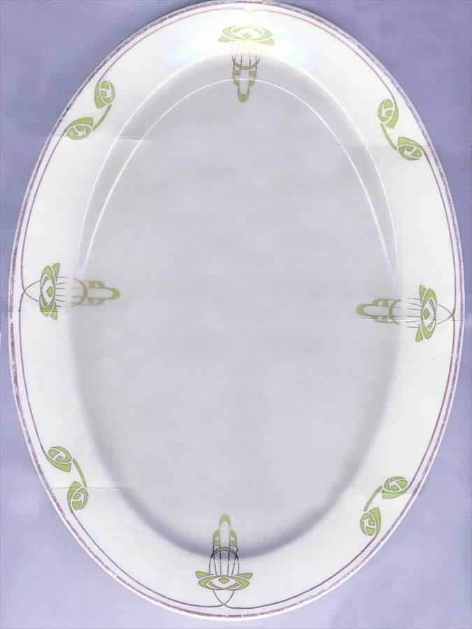 SY199 Green Design 14" Oval Serving Platter by Syracuse-1