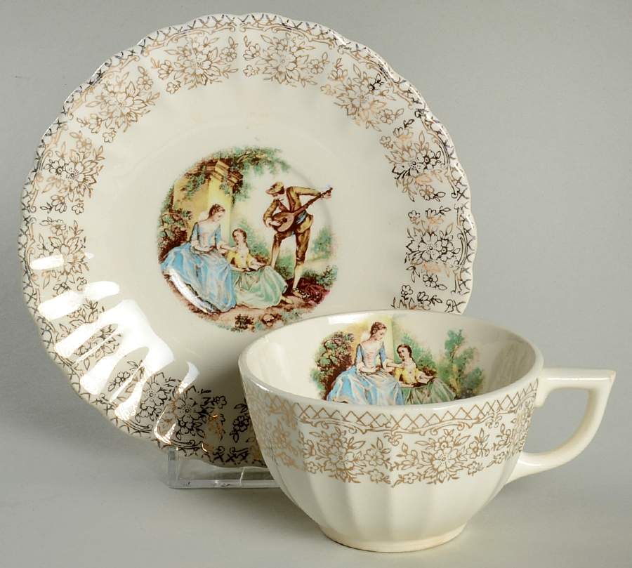 Serenade Flat Cup & Saucer Set by Sebring Pottery-1