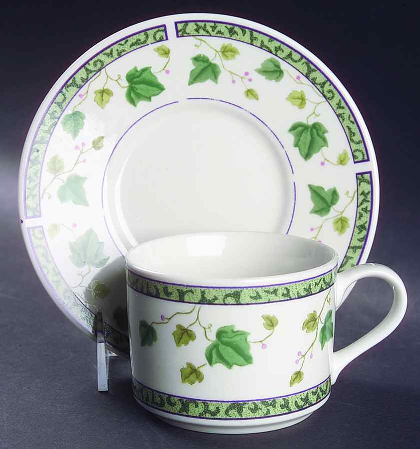 Ivy Charm Flat Cup & Saucer Set by Sango-1