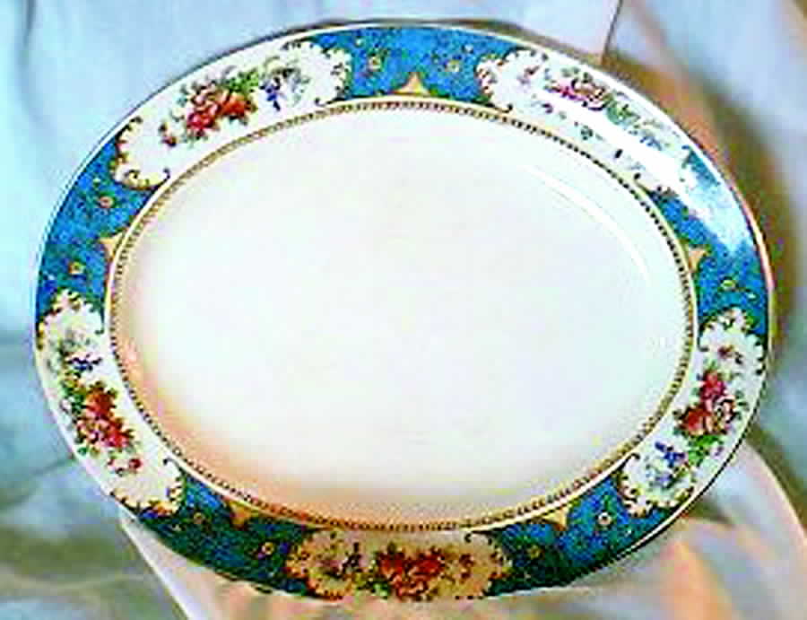 SAW2 Blue 14" Oval Serving Platter by Sampson Bridgwood-1