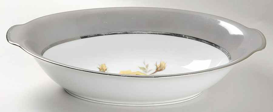 Gray Melody 10" Oval Vegetable Bowl by Sango-1