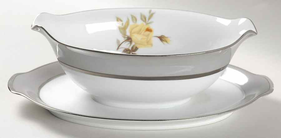 Gray Melody Gravy Boat with Attached Underplate by Sango-1